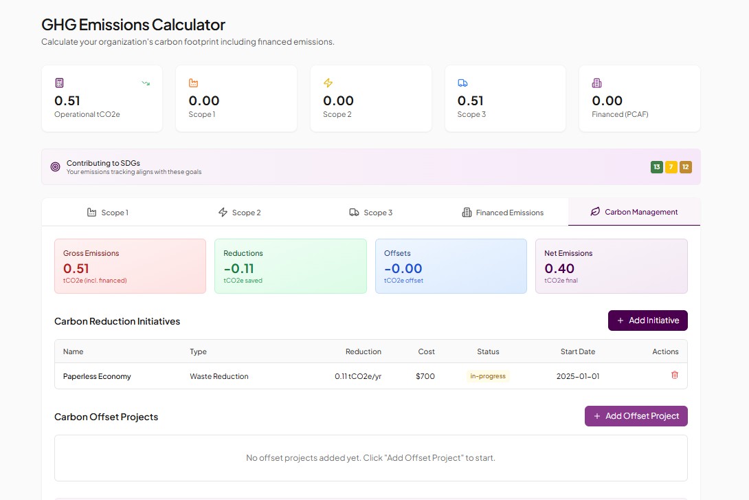 Ardena Platform — GHG emissions calculator